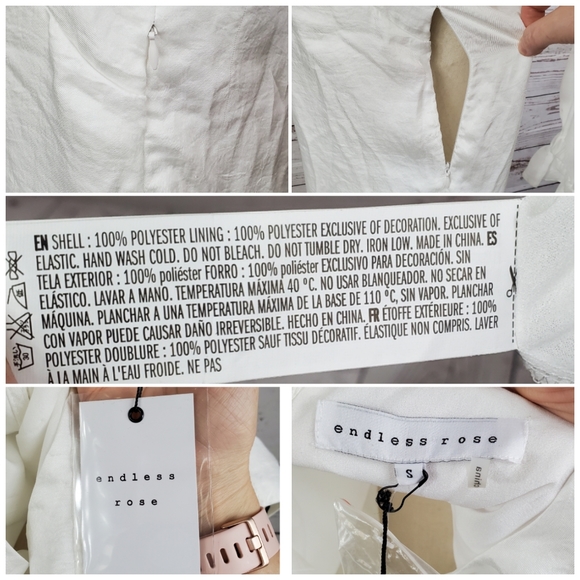 NWT Endless Rose sleeved lace detail white dress - Picture 12 of 12